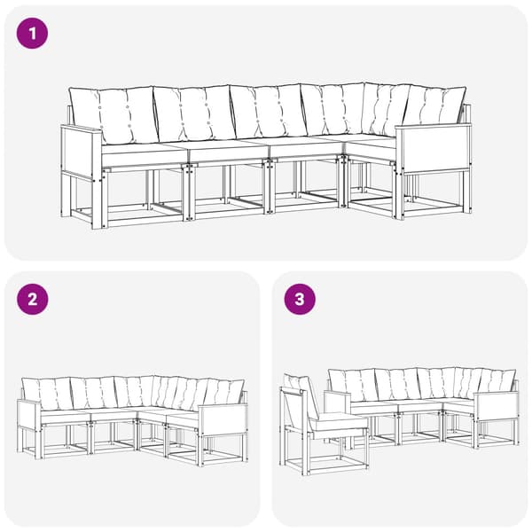 Utomhussoffset med kudde 5 pcs Naturlig och ljusgrå