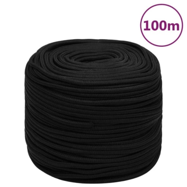 Rep svart 8 mm 100 m polyester