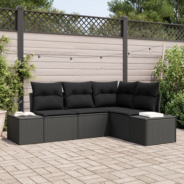 Trädgårdsoffset 4 pcs Svart konstrotting