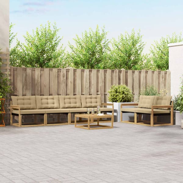 Utomhussoffset 7 pcs Vit och Beige 79 x 79 x 37 cm