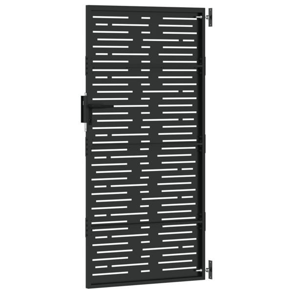 Trädgårdsgrind med lås Svart 85 x 200 cm Pulverlackerad stål