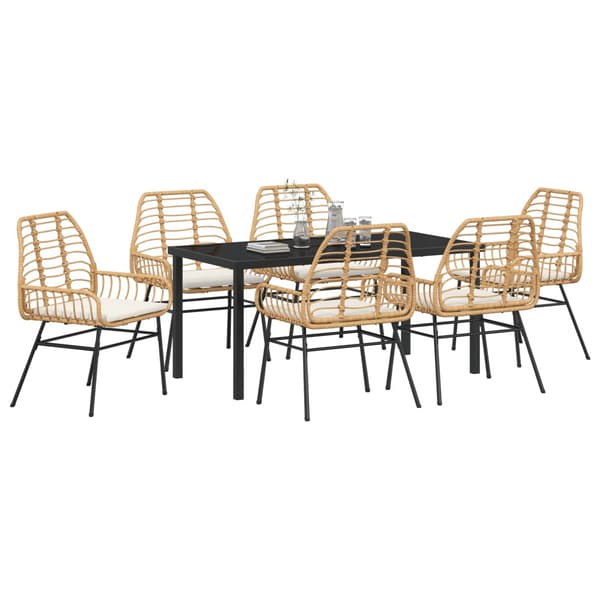 Trädgårdsmöbelset 7 pcs Brun konstrotting