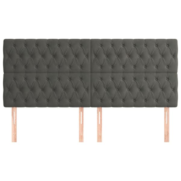 Sänggavel mörkgrå 200x7x118/128 cm sammet