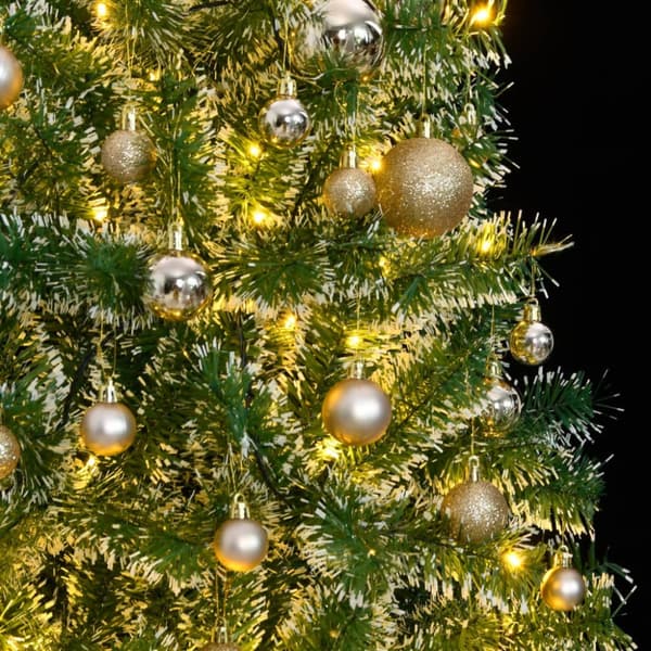 Plastgran 300 LEDs&kulor&snö 240 cm