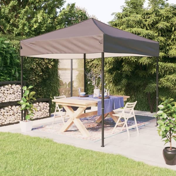 Hopfällbart partytält taupe 2x2 m