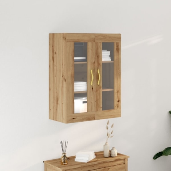 Väggmonterat skåp med glasdörrar artisan ek 69,5x34x90 cm