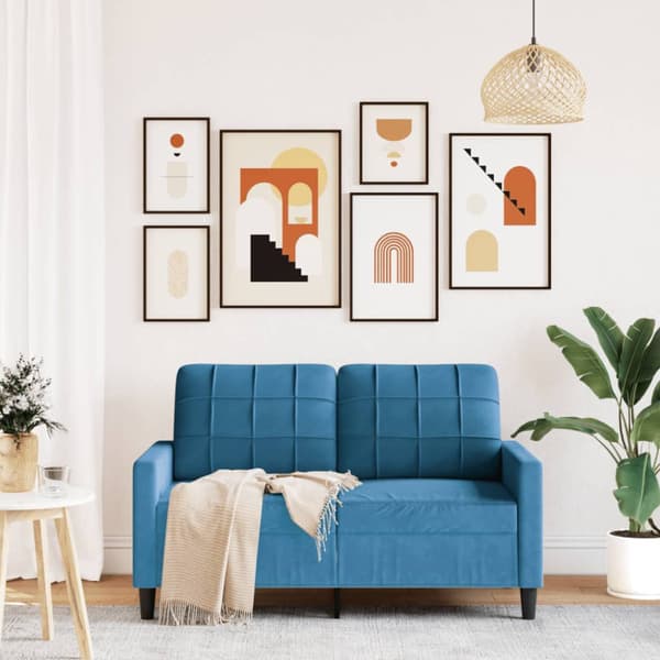 2-sitssoffa blå 120 cm sammet