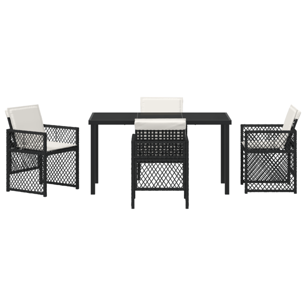 Trädgårdsmöbelset 5 pcs Svart konstrotting