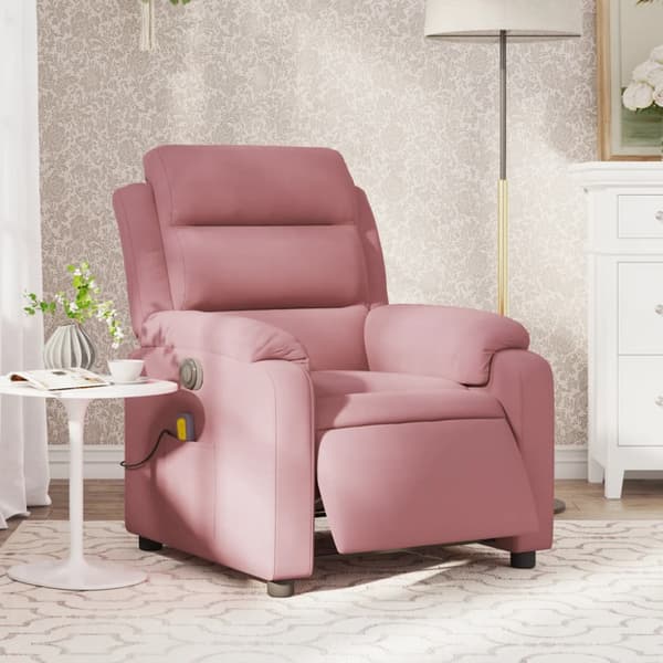 Elektrisk massagefåtölj rosa sammet