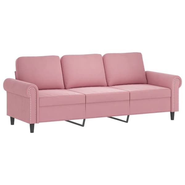 Soffgrupp med dynor 3 delar rosa sammet