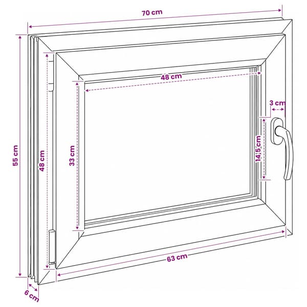 Källarfönster RISOR 50 x 55 cm PVC och glas
