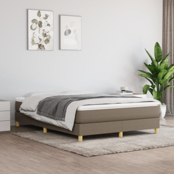 Ramsäng med madrass taupe 140x200 cm tyg