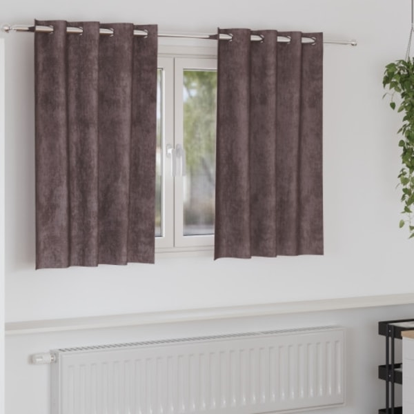 Sammetsgardiner 2 st med Öljett Brun 140x140 cm