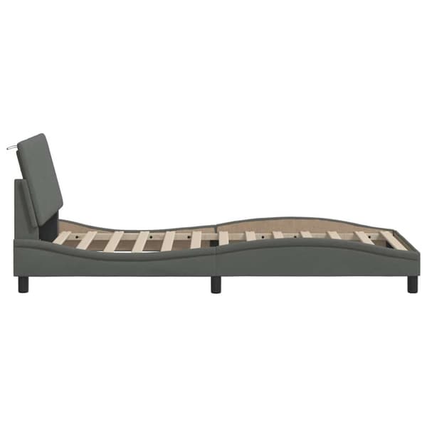 Bed Frame without Mattress "Hanko" Dark Grey 90x190cm Fabric