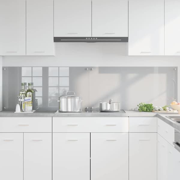 Köksskydd 2 pcs Ljusgrå 100 x 50 cm härdat glas