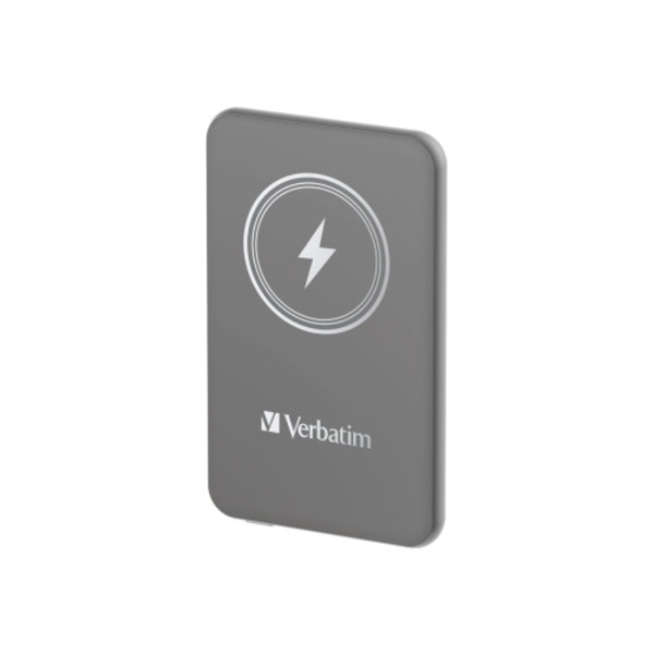 Verbatim Charge 'n' Go trådlös powerbank - magnetfäste - Li-pol - 24 pin USB-C - 20 Watt Grå