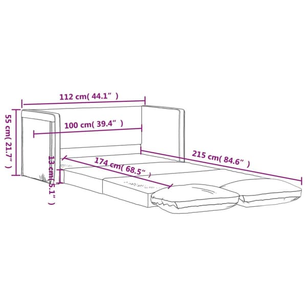 Golvbäddsoffa 2-i-1 blå 112x174x55 cm tyg