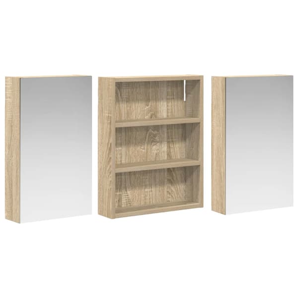 Badrumsskåpsset 3 st 100 x 10,5 x 50 cm Konstruerat trä