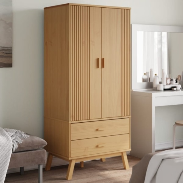 Garderob OLDEN brun 76,5x53x172 cm massiv furu