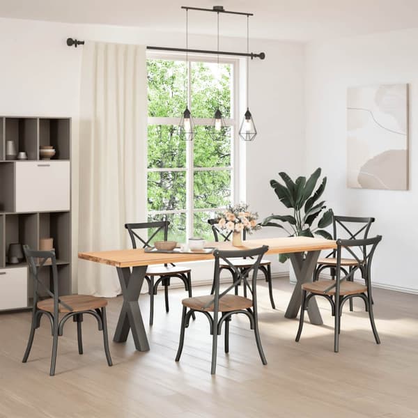 Matbordsben X-formade 2 st antracit 50x(72-73) cm stål