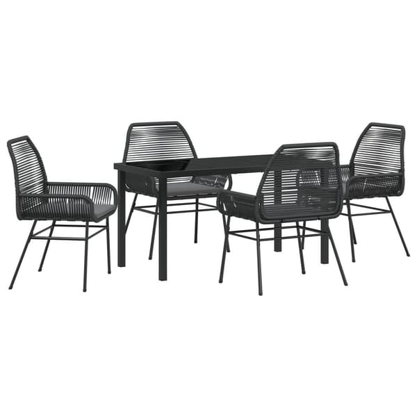 Trädgårdsmöbelset med kudde 5 pcs Svart konstrotting