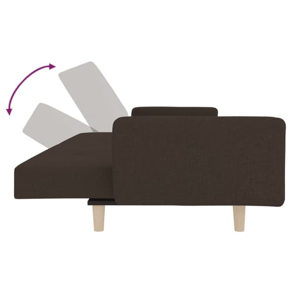 Bäddsoffa 2-sits med två kuddar brun tyg