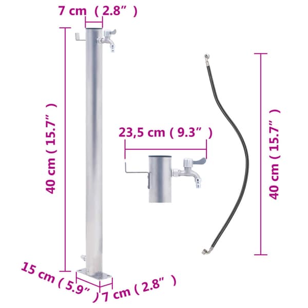 Vattenpost 40 cm rostfritt stål rund