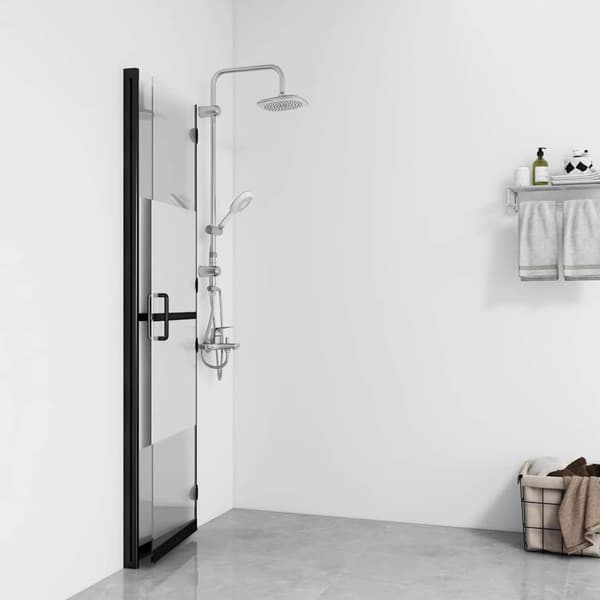 Vikbar duschvägg med halvfrostat ESG-glas 100x190 cm