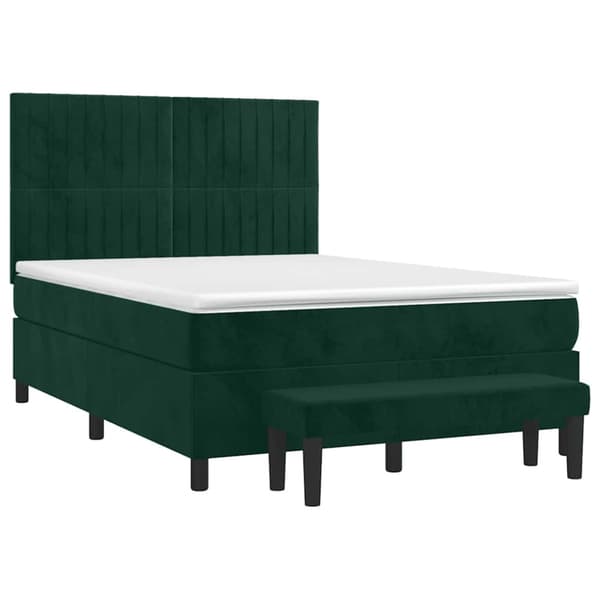 Ramsäng med madrass mörkgrön 140x190 cm sammet
