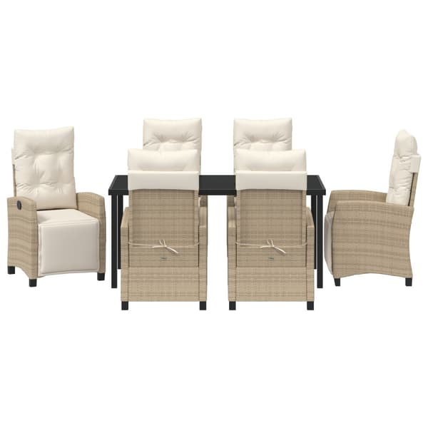 Trädgårdsmöbelset med kudde 7 pcs Beige konstrotting
