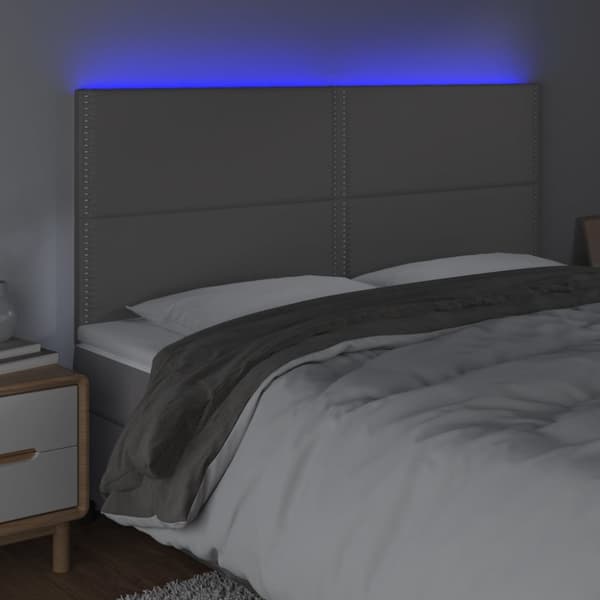 Sänggavel LED grå 200x5x118/128 cm konstläder