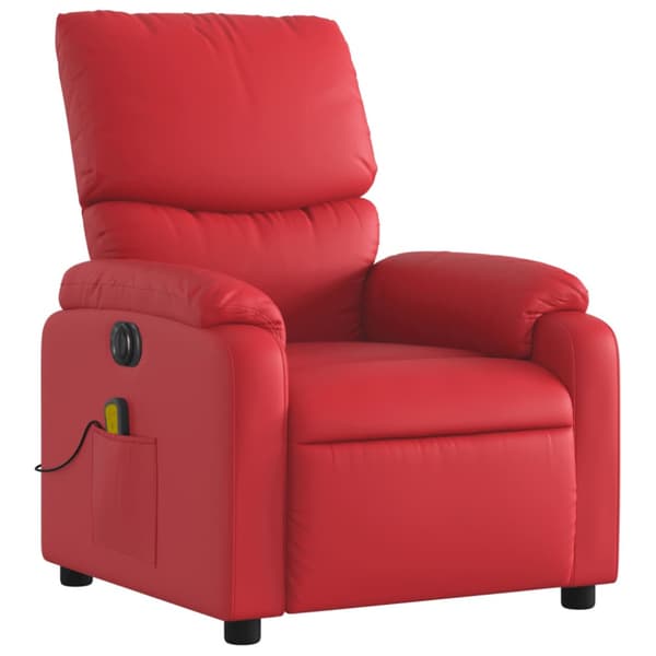 Elektrisk massagefåtölj röd konstläder