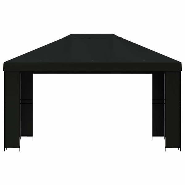 Paviljong 4 × 3 m Svart Polyester och Stål 190