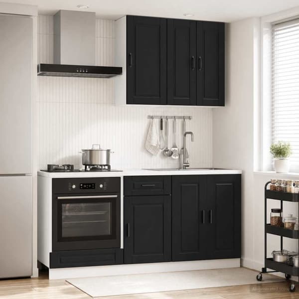 Köksenhet PORTO 5 pcs Svart Konstruerat trä