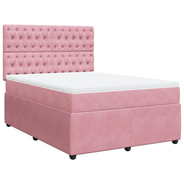 Ramsäng med madrass rosa 140x190 cm sammet