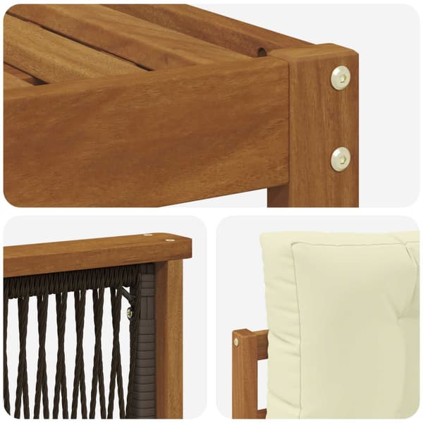 Utomhussoffset med kudde 6 pcs Naturlig och Grädde