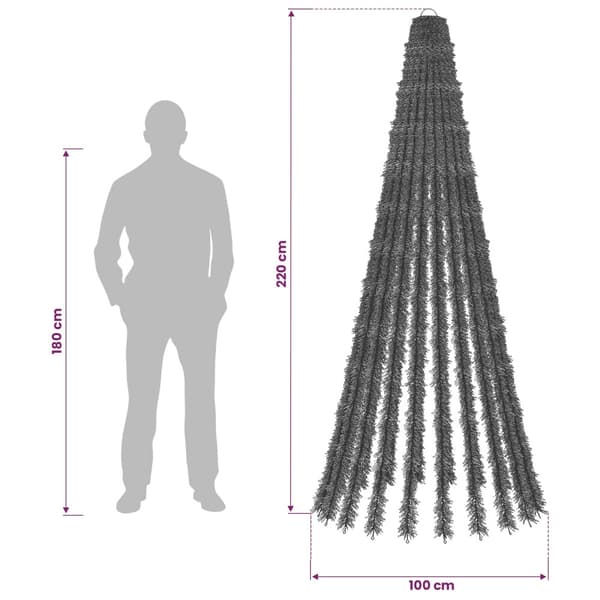 LED Julgran 220 cm 460 LED-lampor Blå Stål Grön