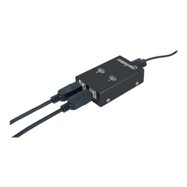 Manhattan USB-A Automatic Sharing Switch, 2x USB-B Ports, 480 Mbps (USB 2.0), Dual Control (Auto-Sensing or Manual), Bus Powered, Hi-Speed USB, inc 1x