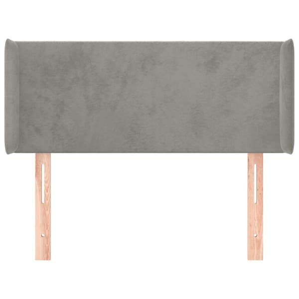 Sänggavel med kanter ljusgrå 83x16x78/88 cm sammet