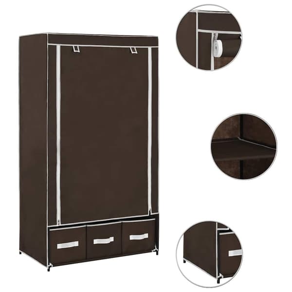 Garderob brun 87x49x159 cm tyg