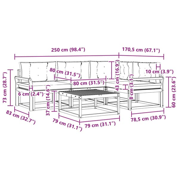 Utomhussoffset 5 pcs Vit och antracit 79 x 79 x 37 cm Polyester
