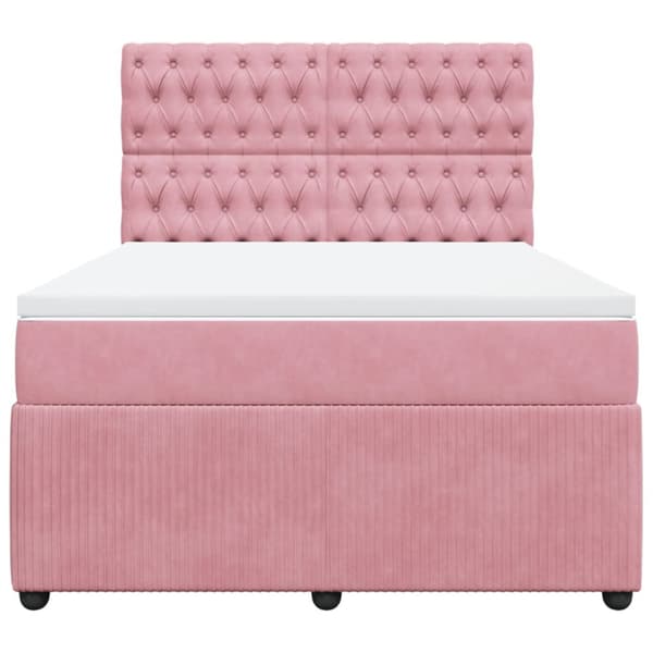 Ramsäng med madrass rosa 140x190 cm sammet