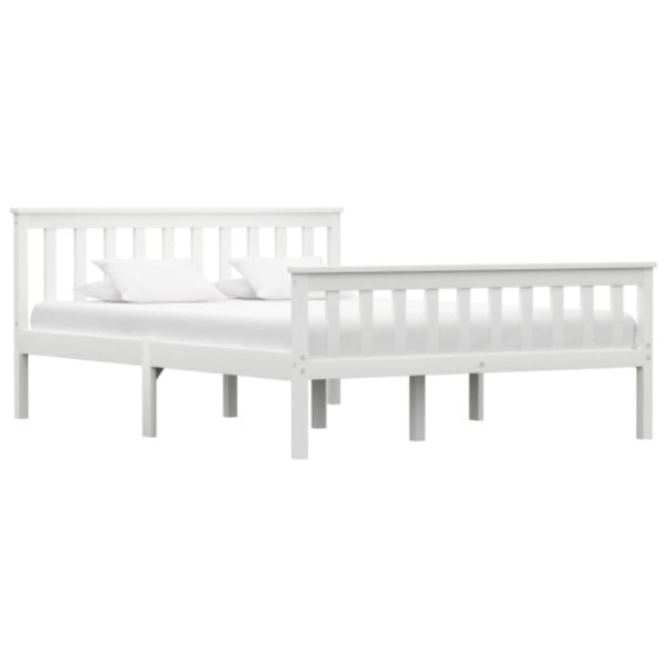 Sängram utan madrass vit massiv furu 140x200 cm