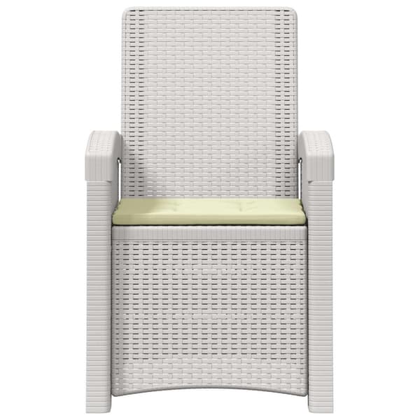Reclining gardenstol i rottinglook 2 pcs Vit och grädde PP