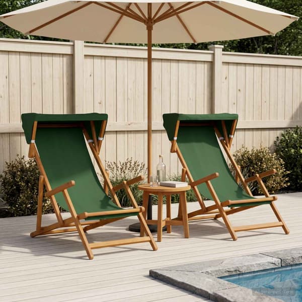 Deck Chair 2 st 3 Position Massiv Eukalyptus Trä Grön