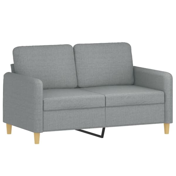 Soffgrupp med kuddar 2 delar ljusgrå tyg