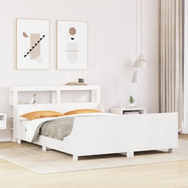 Sängram utan madrass vit 140x200 cm massiv furu