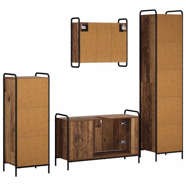 Badrumsskåpsset 4 st Gammalt trä 40 x 36 x 181 cm