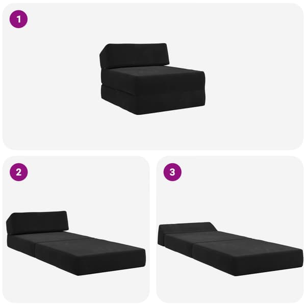 Fällbar Soffbed Svart 60 x 70 x 41 cm Tyg