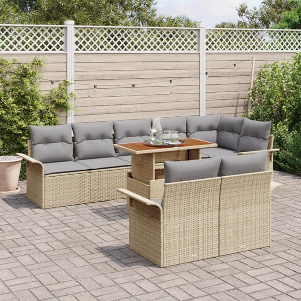 Trädgårdsoffset 9 st Beige Poly rattan